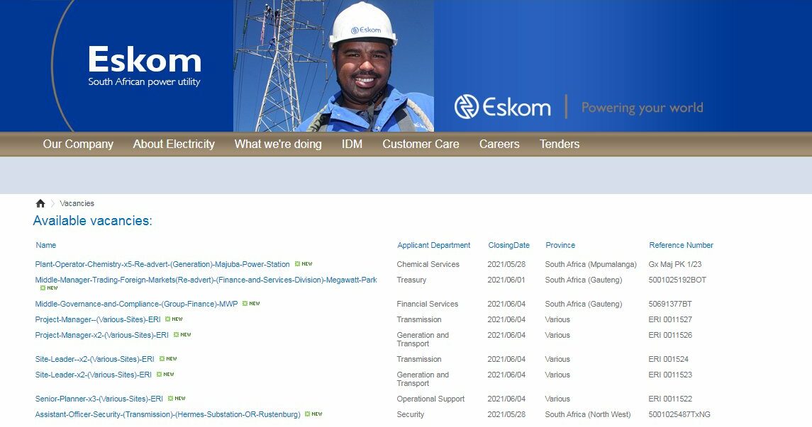 eskom vacancies